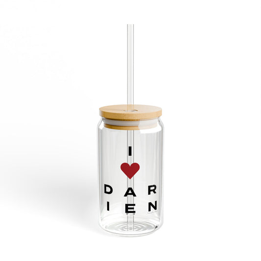 Darien Vision Glass Can with Straw and Lid, 16oz