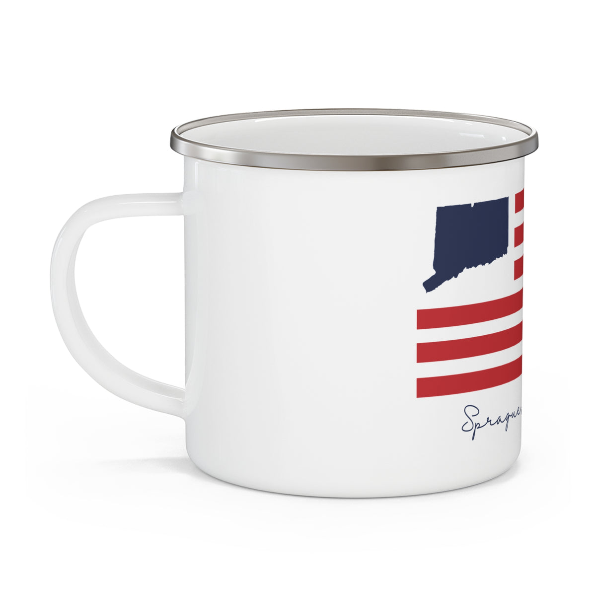 Sprague Connecticut Flag Enamel Camping Mug