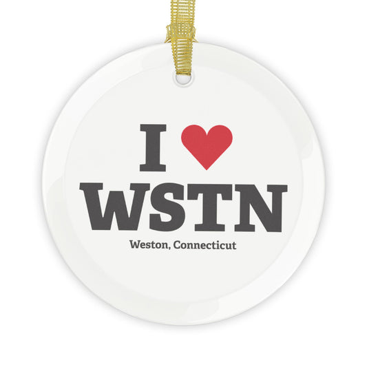 I Heart WSTN Glass Ornaments