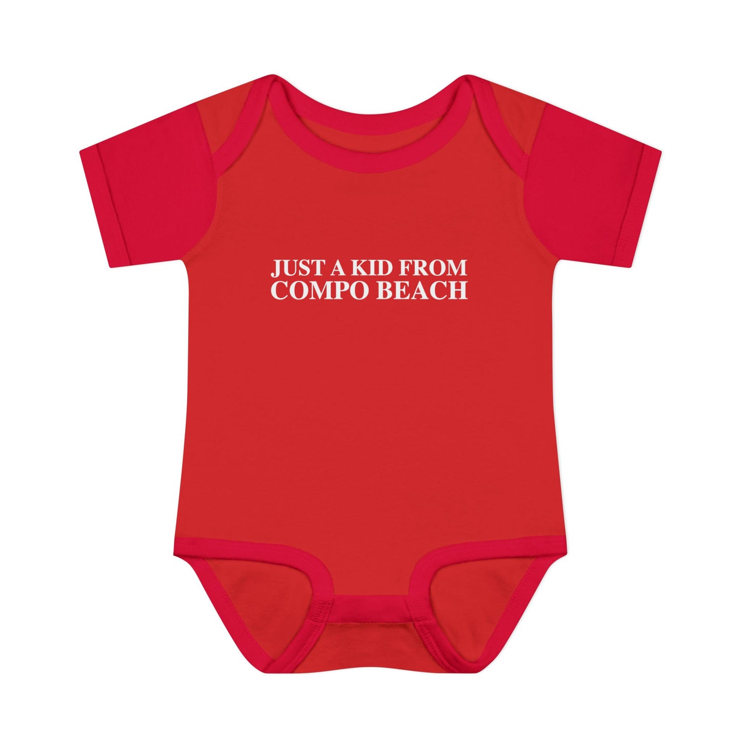 Just a kid from Compo Beach Infant Baby Rib Bodysuit