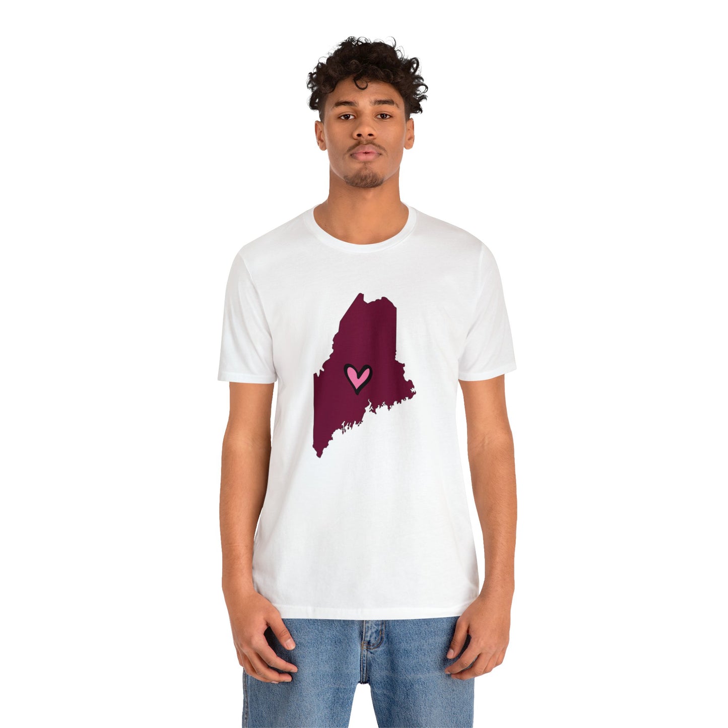 Maine Love (maroon) Unisex Jersey Short Sleeve Tee