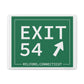 Vintage Exit 54  Merritt Parkway Sign Matte Canvas, Stretched, 1.25"
