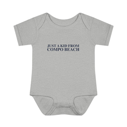 Just a kid from Compo Beach Infant Baby Rib Bodysuit