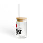 I Heart SHTN Glass Can with Straw and Lid, 16oz