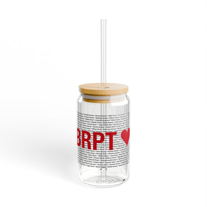 Bridgeport Love Glass Can with Straw and Lid, 16oz