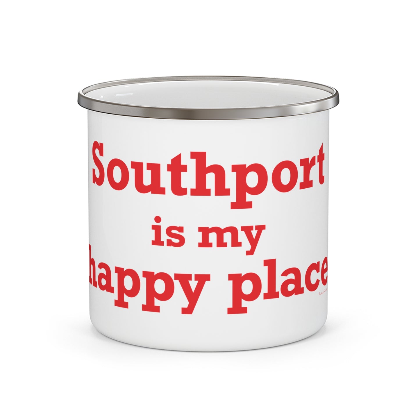 Southport is My Happy Place Enamel Camping Mug