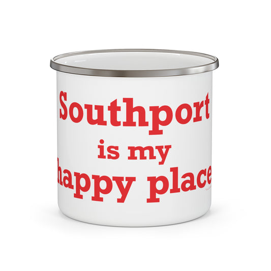 Southport is My Happy Place Enamel Camping Mug