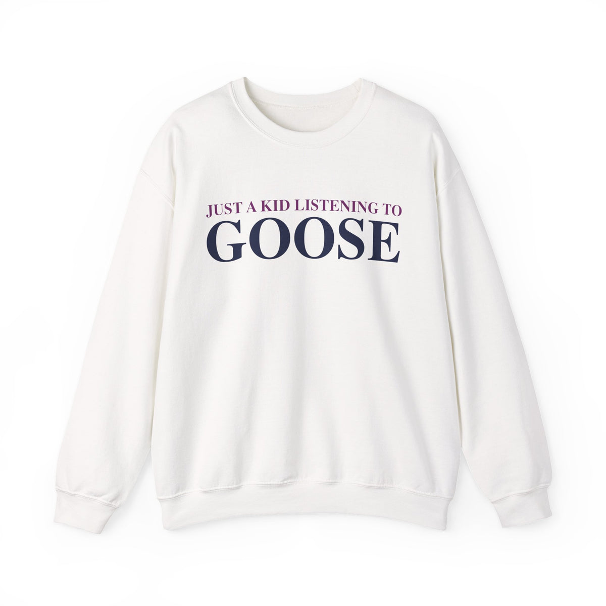 Just a kid listening to Goose - Blue & Purple Unisex Heavy Blend™ Crewneck Sweatshirt