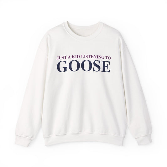 Just a kid listening to Goose - Blue & Purple Unisex Heavy Blend™ Crewneck Sweatshirt