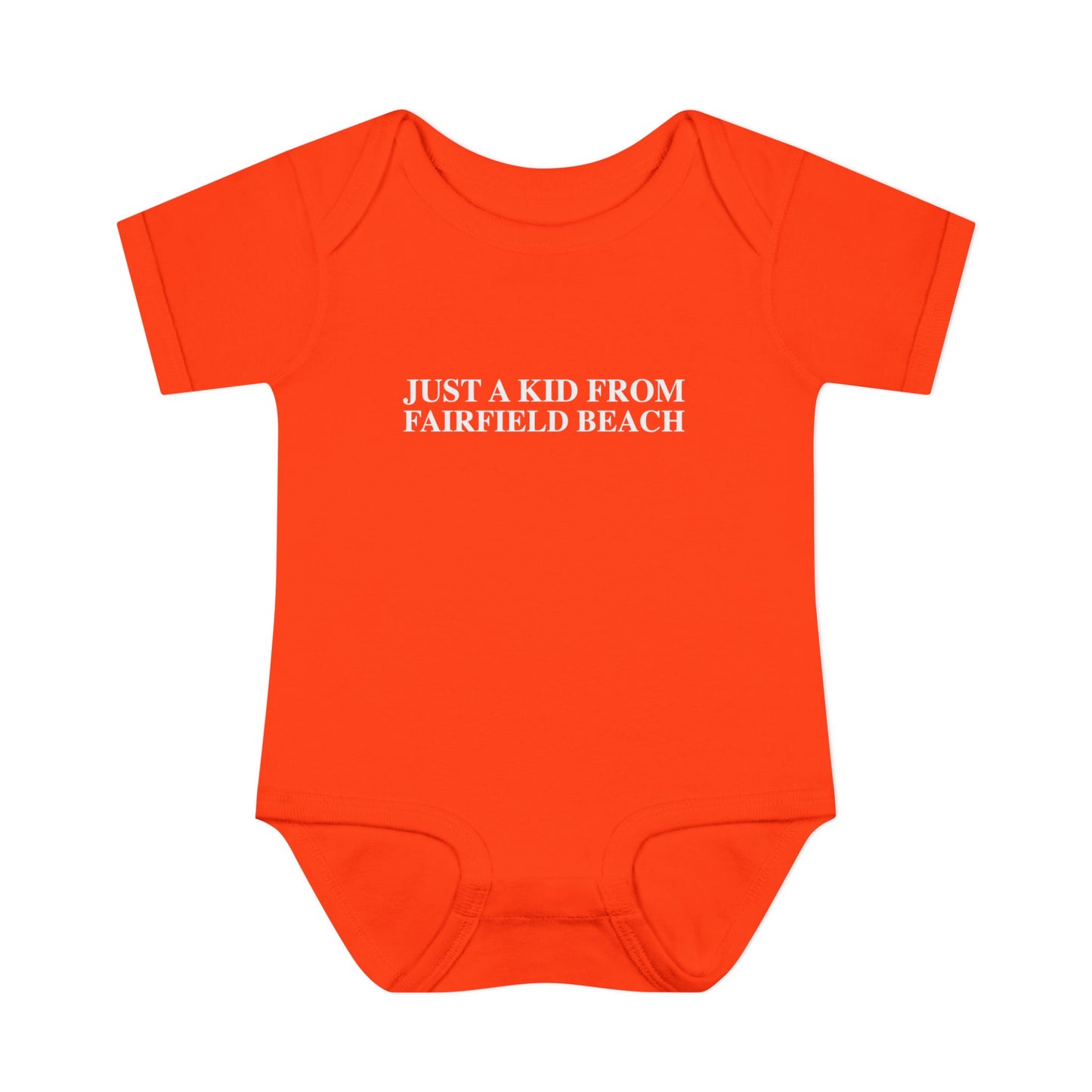 Just a kid from Fairfield Beach Infant Baby Rib Bodysuit