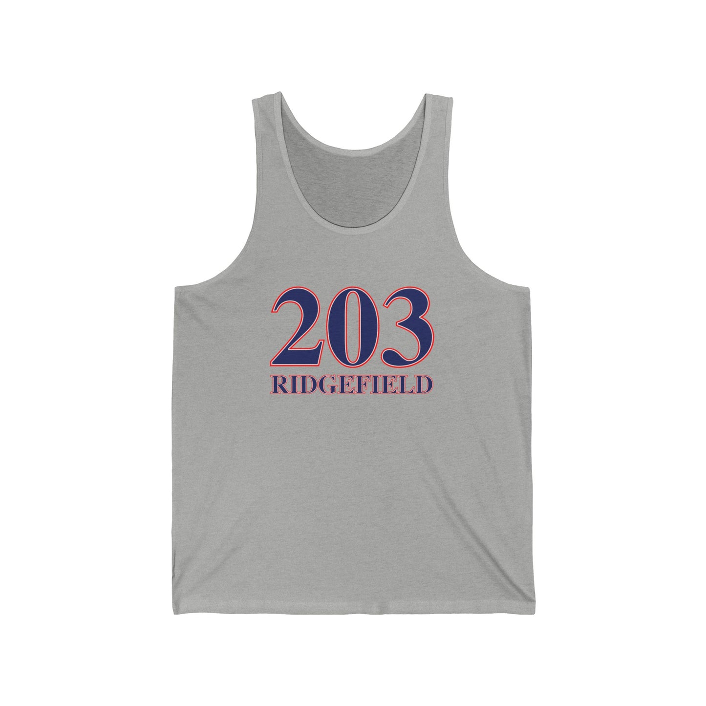 203 Ridgefield Red White & Blue Unisex Jersey Tank Top