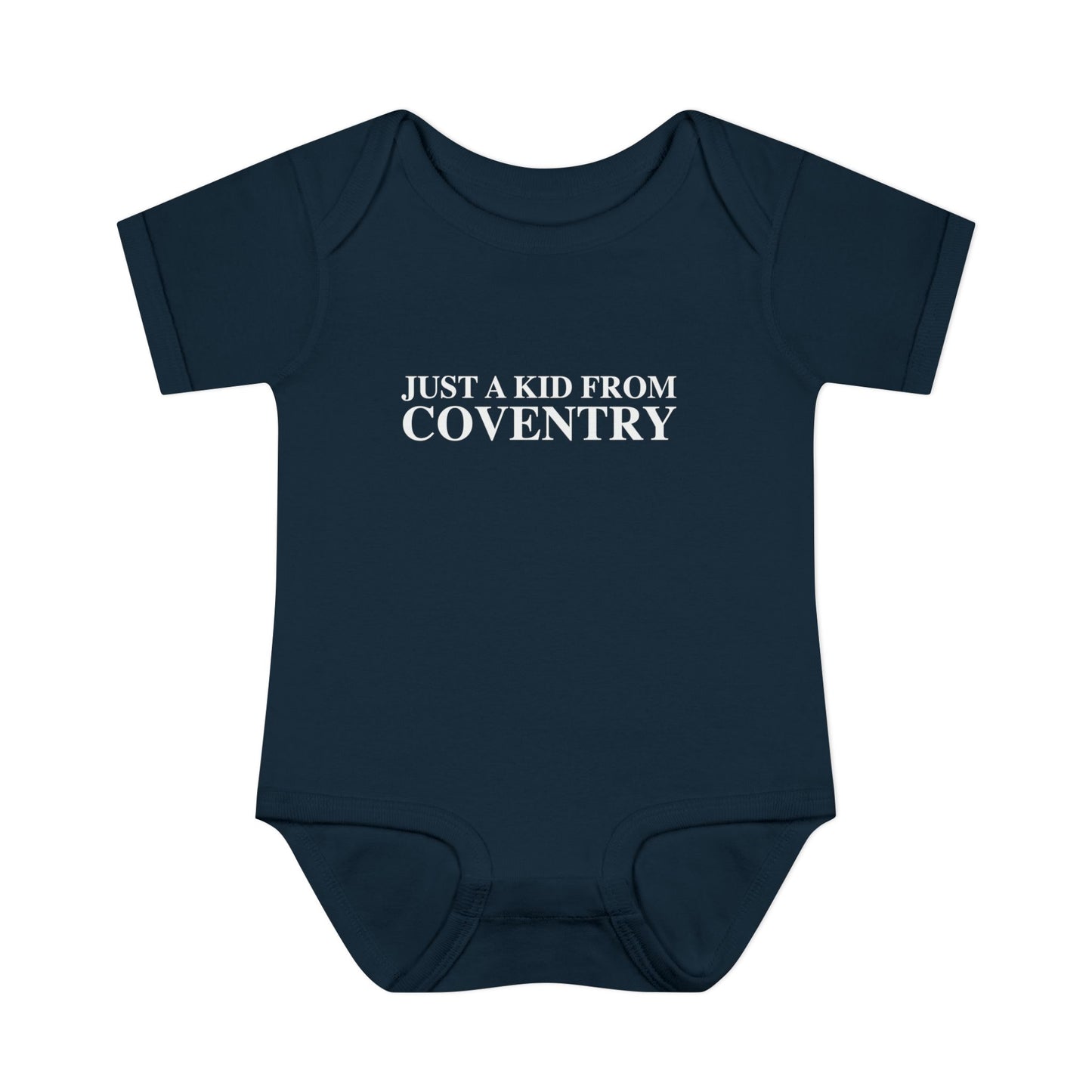 Just a kid from Coventry Infant Baby Rib Bodysuit