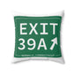 Vintage Exit 39A Merritt Parkway Sign Spun Polyester Square Pillow
