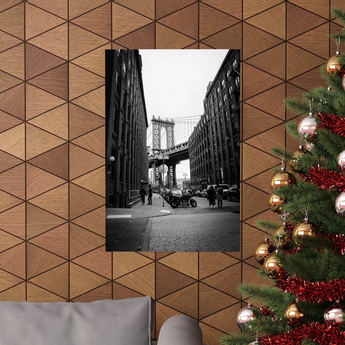 Manhattan Bridge Black and White Matte Vertical Posters