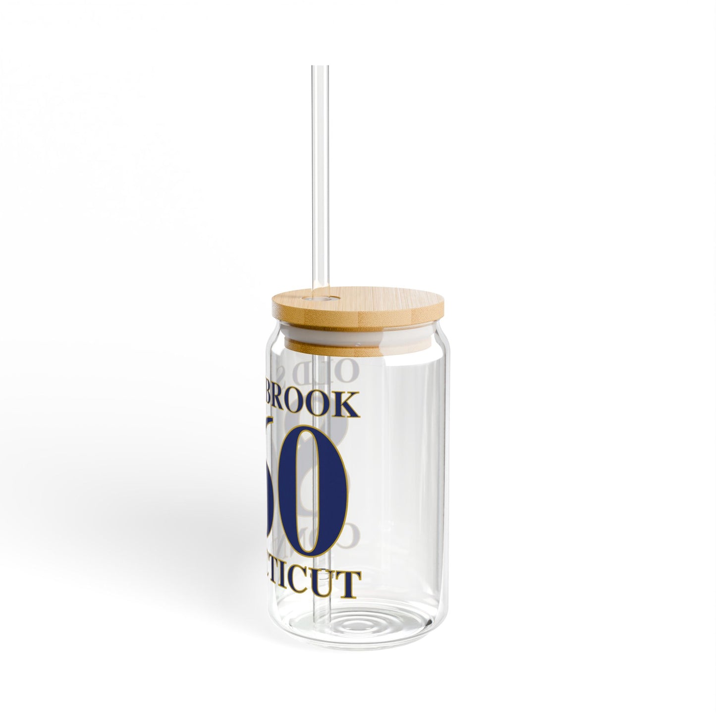 Old Saybrook 860 Connecticut Glass Can with Straw and Lid, 16oz