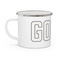 Goose Zip Code White & Black Enamel Camping Mug