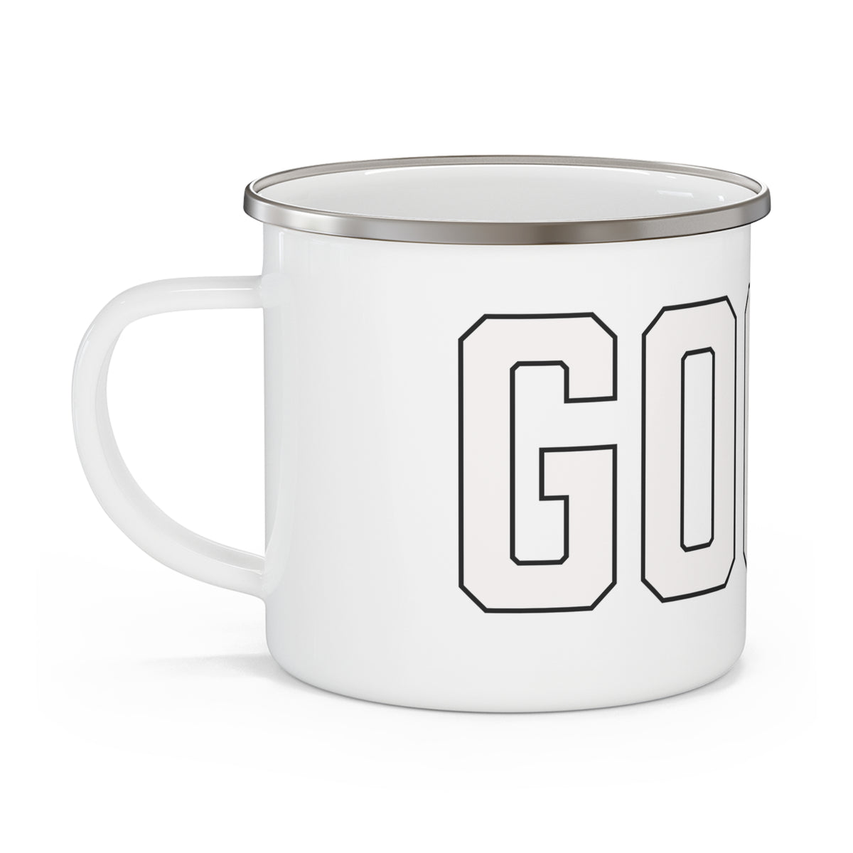 Goose Zip Code White & Black Enamel Camping Mug
