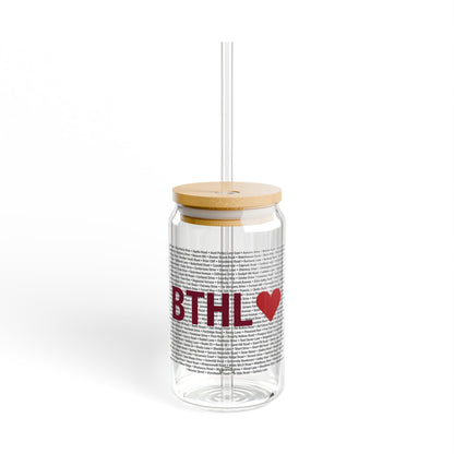 Bethel Love Glass Can with Straw and Lid, 16oz