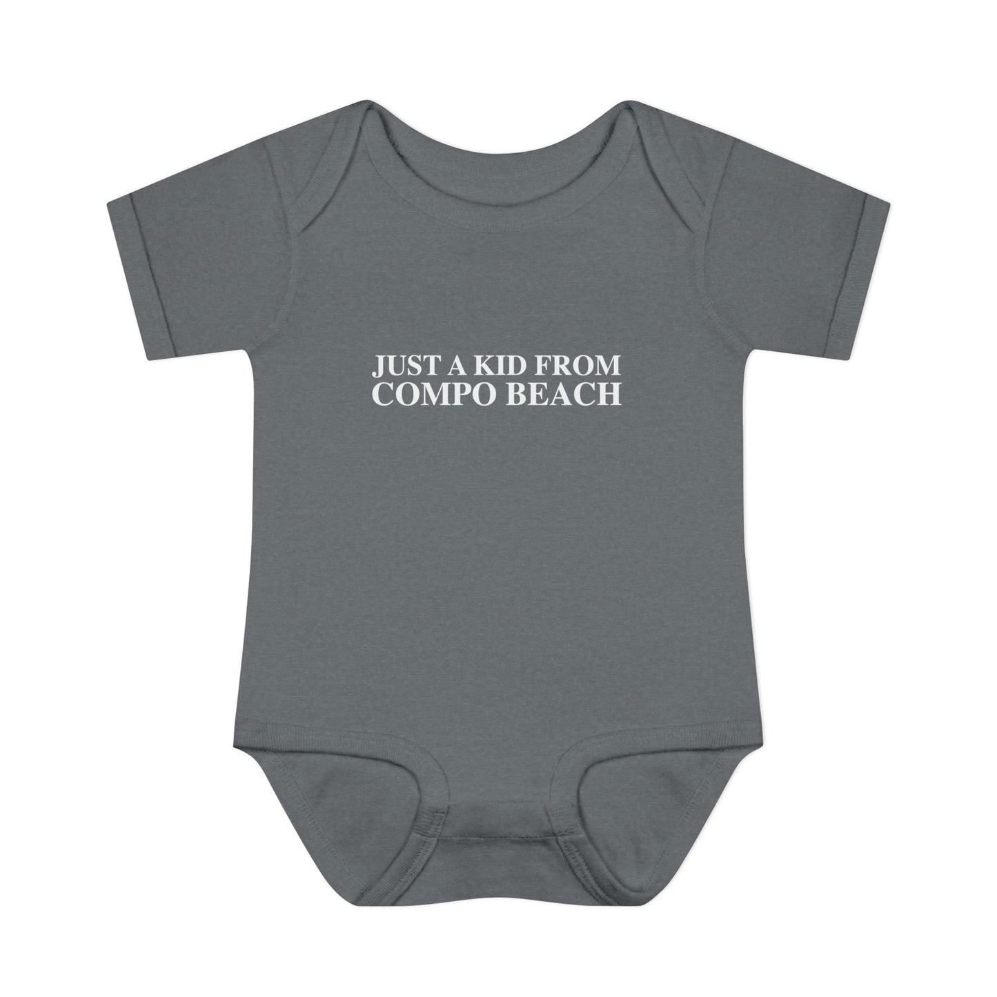 Just a kid from Compo Beach Infant Baby Rib Bodysuit