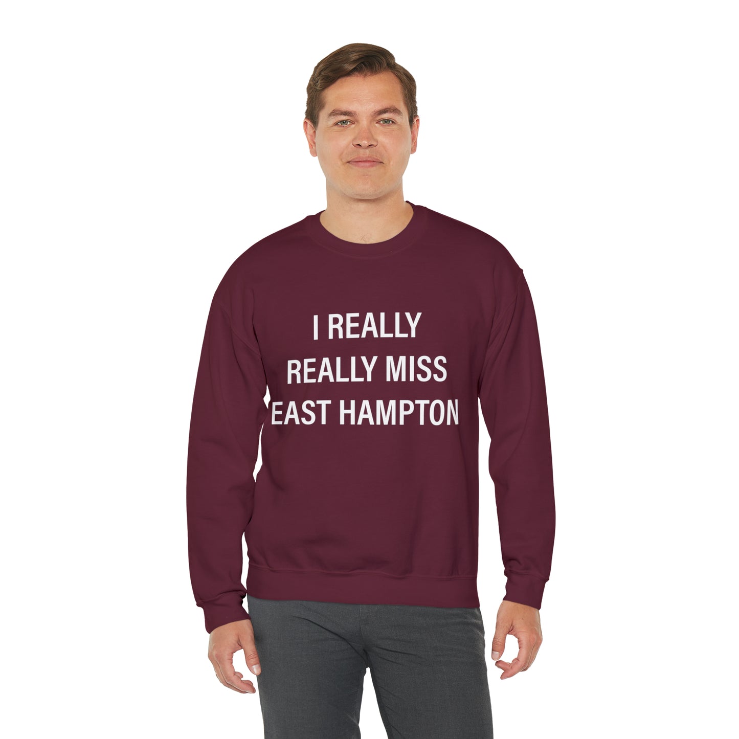 I Really Really Miss East Hampton (white) Unisex Heavy Blend™ Crewneck Sweatshirt