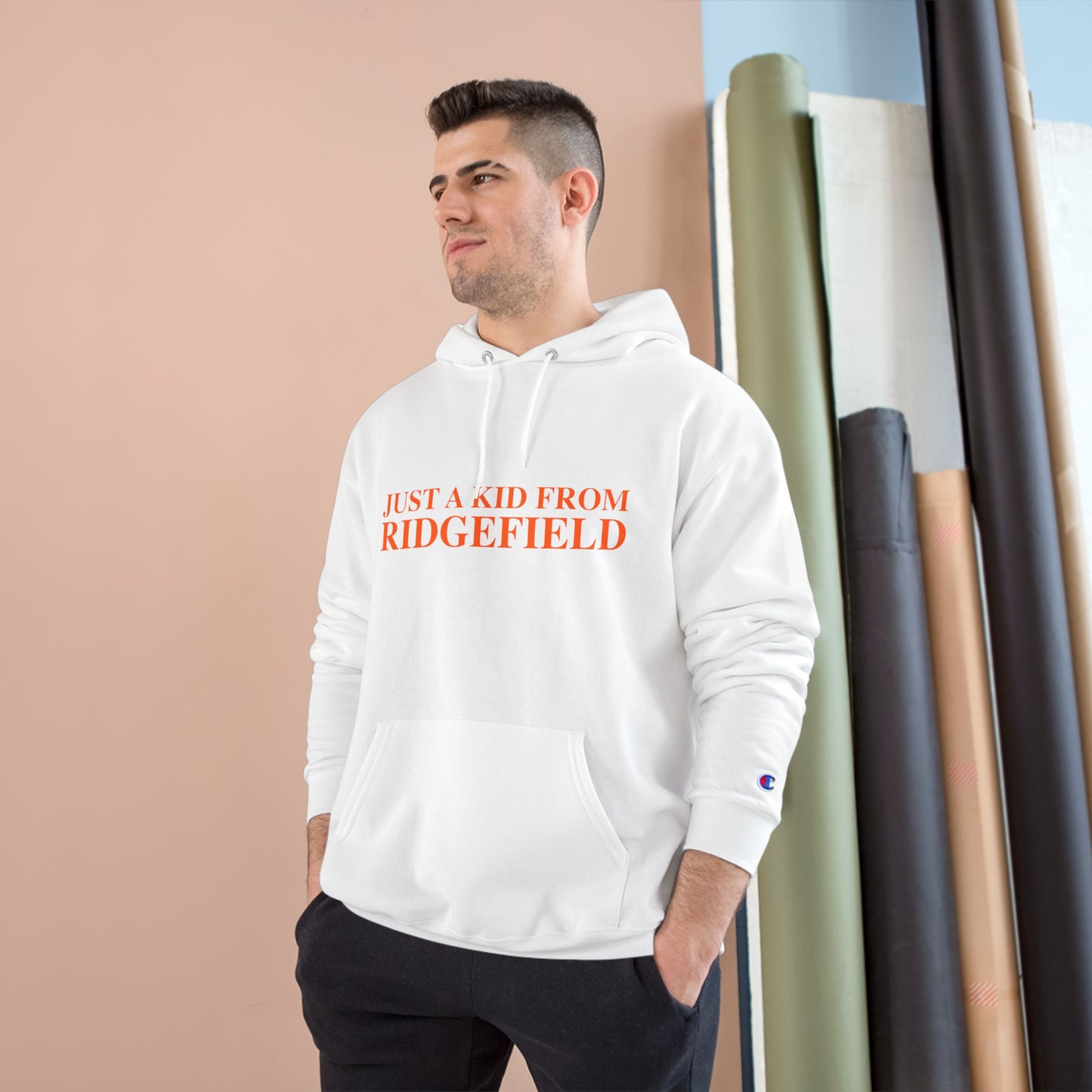 Just a kid from Ridgefield Champion Hoodie