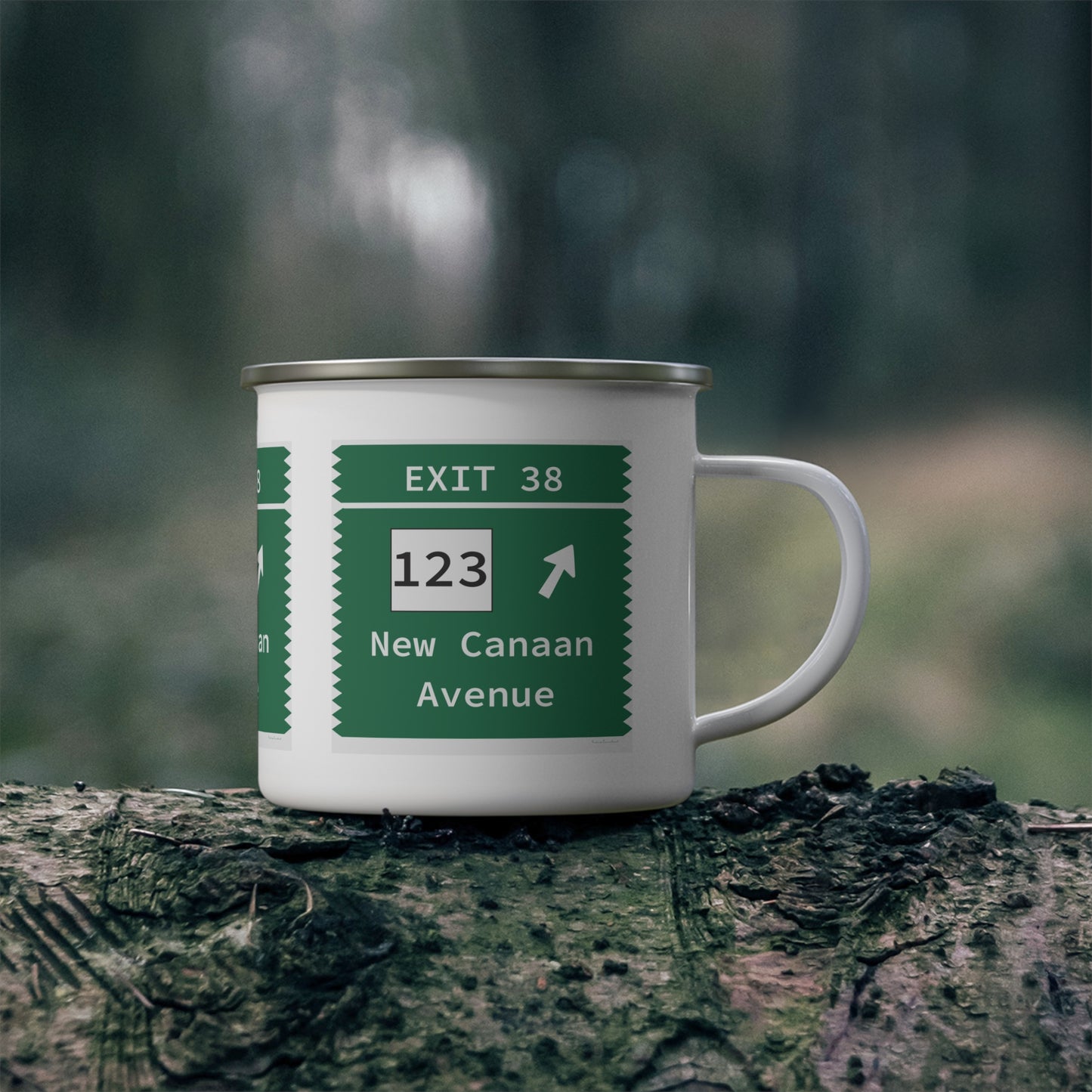 Vintage Merritt Parkway Exit 38 Sign Enamel Camping Mug