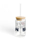 Love Sherman Glass Can with Straw and Lid, 16oz