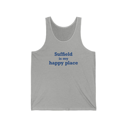 Suffield is My Happy Place Unisex Jersey Tank Top