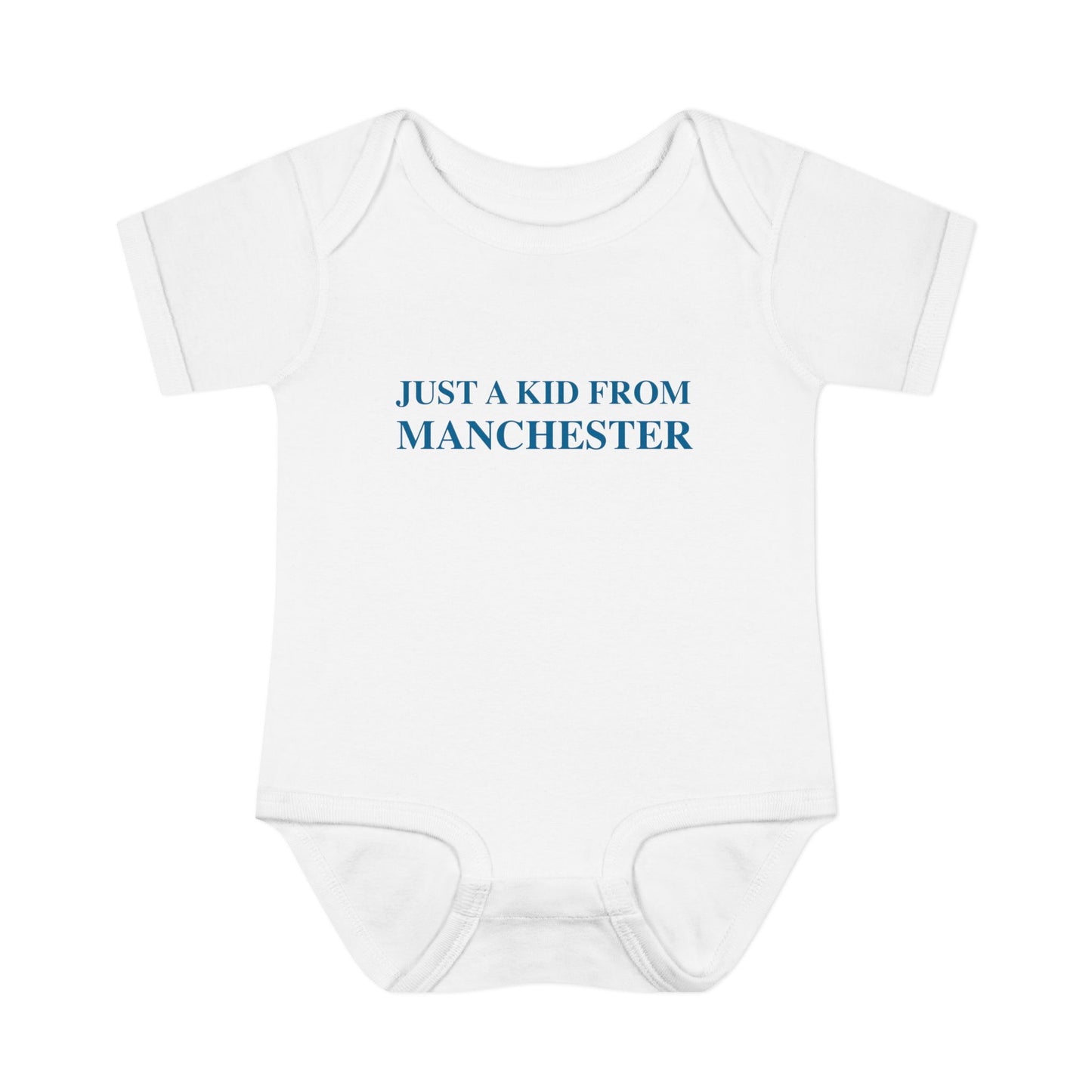 Just a kid from Manchester Infant Baby Rib Bodysuit