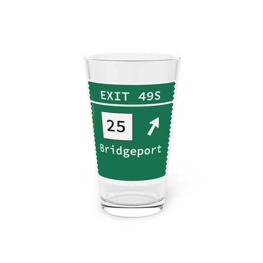 Vintage Merritt Parkway Exit 49S Sign Pint Glass, 16oz