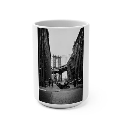 Manhattan Bridge Black and White Mug 15oz