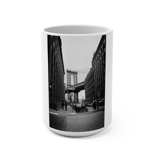 Manhattan Bridge Black and White Mug 15oz