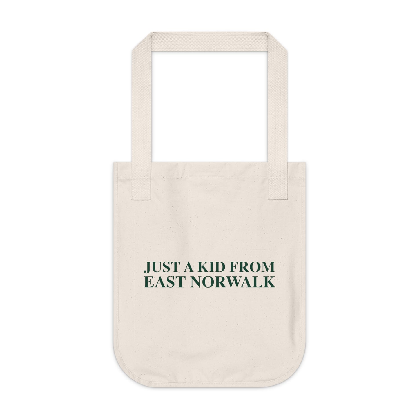Just a kid from East Norwalk Organic Canvas Tote Bag