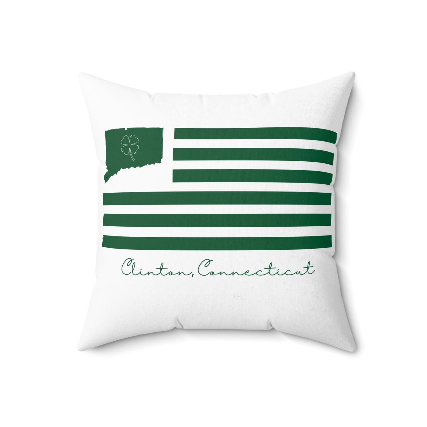 Clinton Connecticut St. Patrick’s Day Flag Spun Polyester Square Pillow