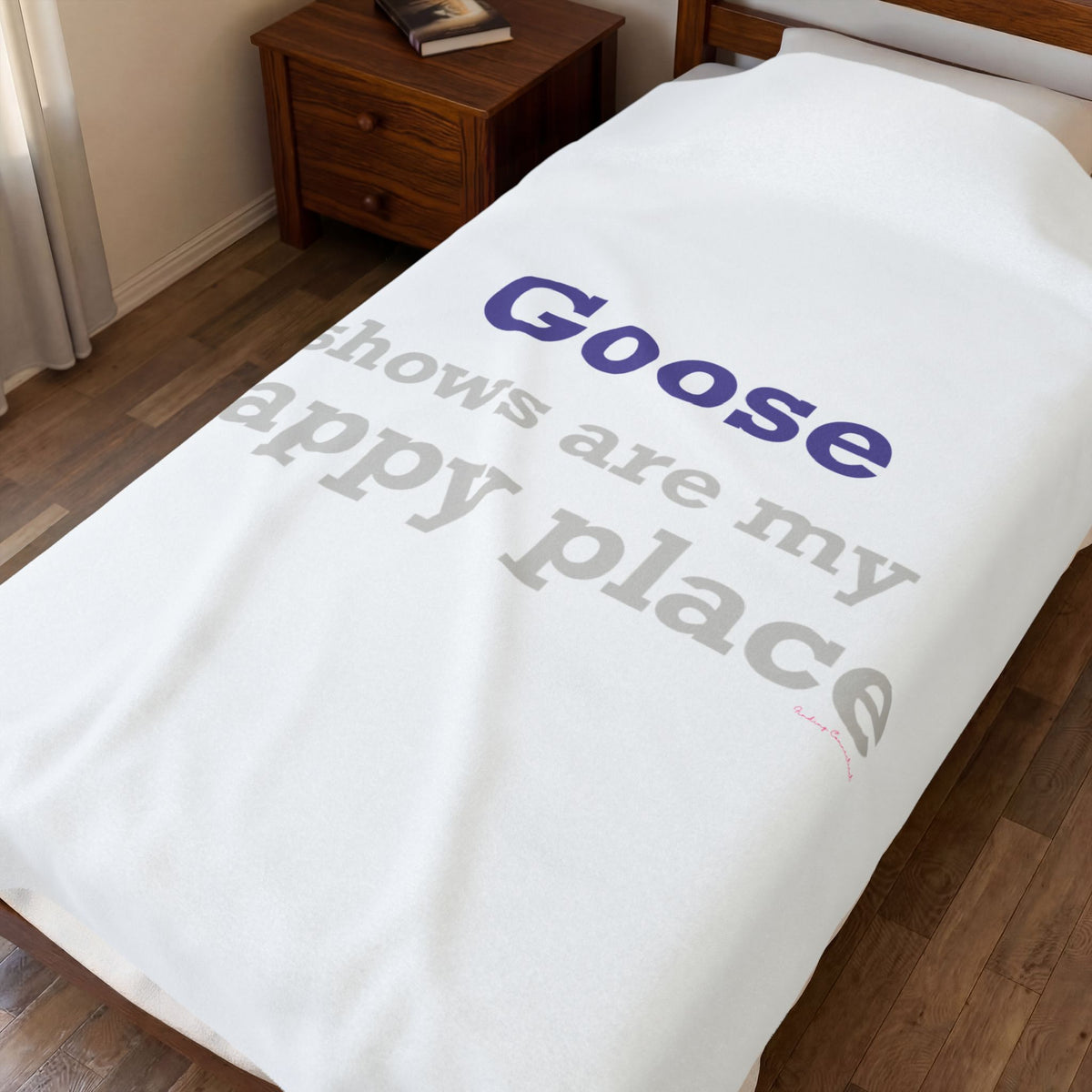 Goose Shows Are My Happy Place  - Gray & Purple Velveteen Plush Blanket