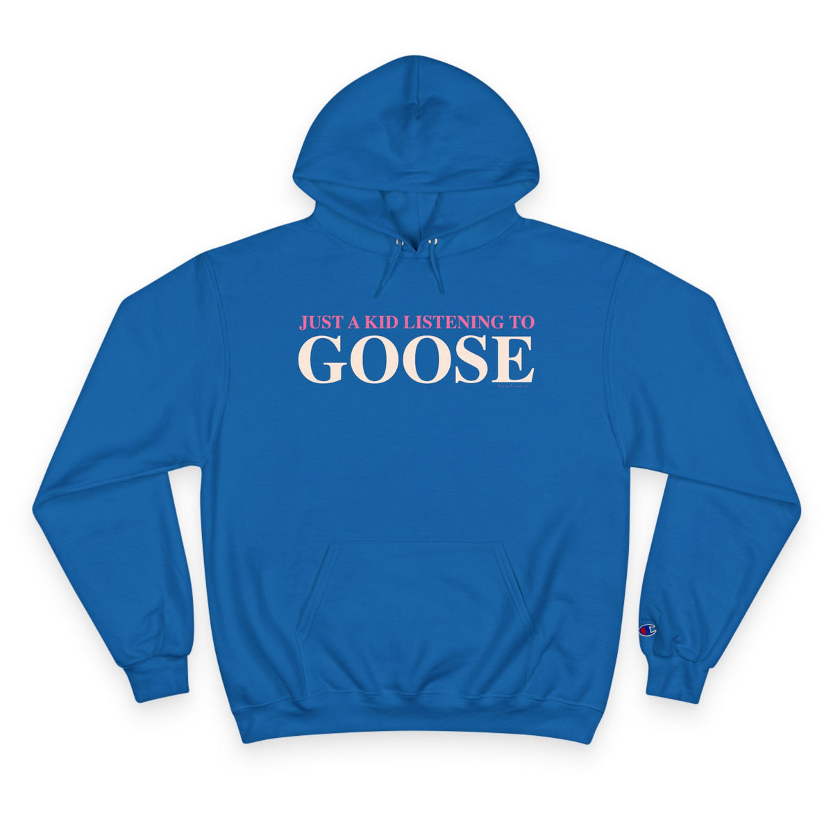 Just a kid listening to Goose - Peach & Pink Champion Hoodie
