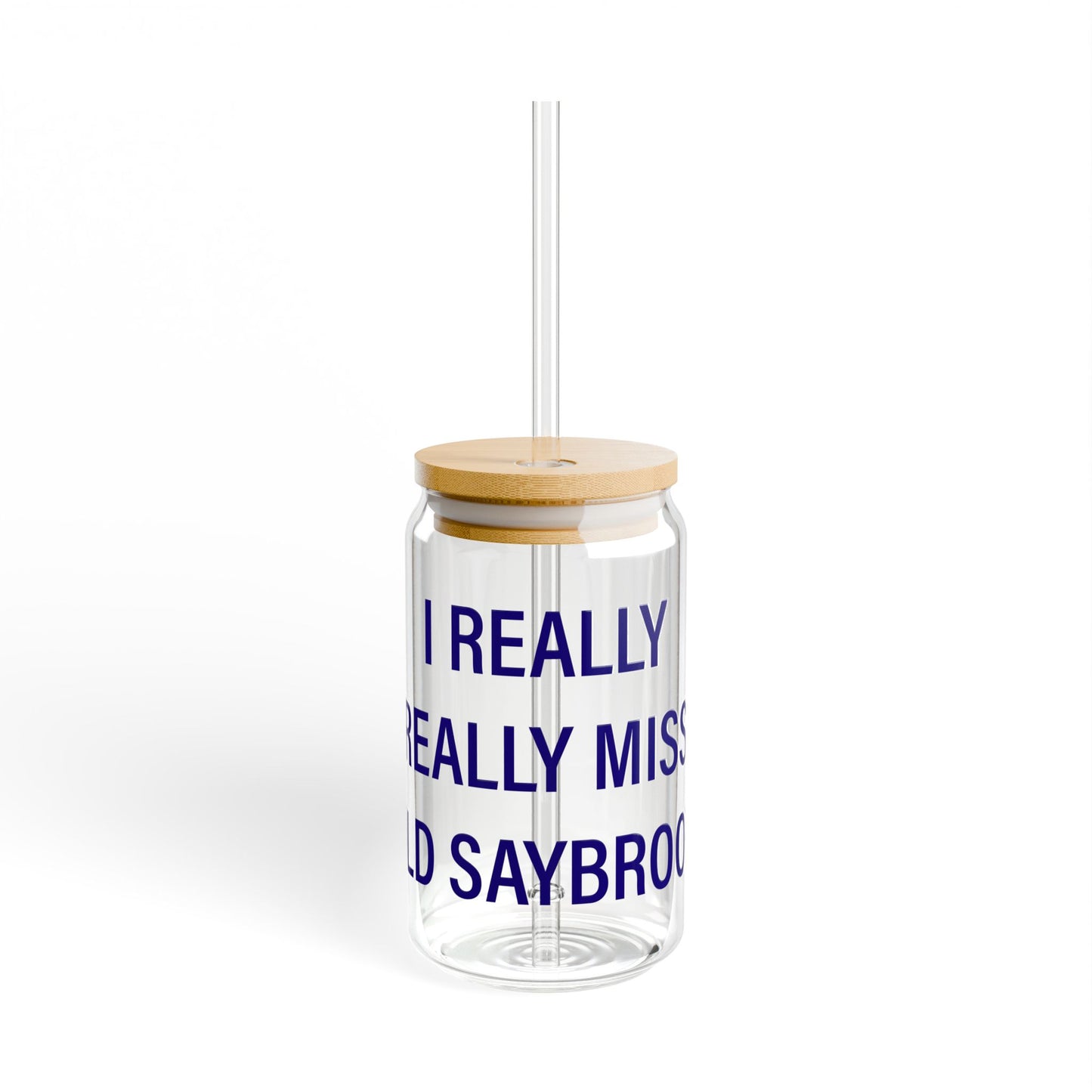 I Really Really Miss Old Saybrook Glass Can with Straw and Lid, 16oz