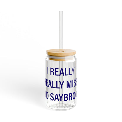 I Really Really Miss Old Saybrook Glass Can with Straw and Lid, 16oz