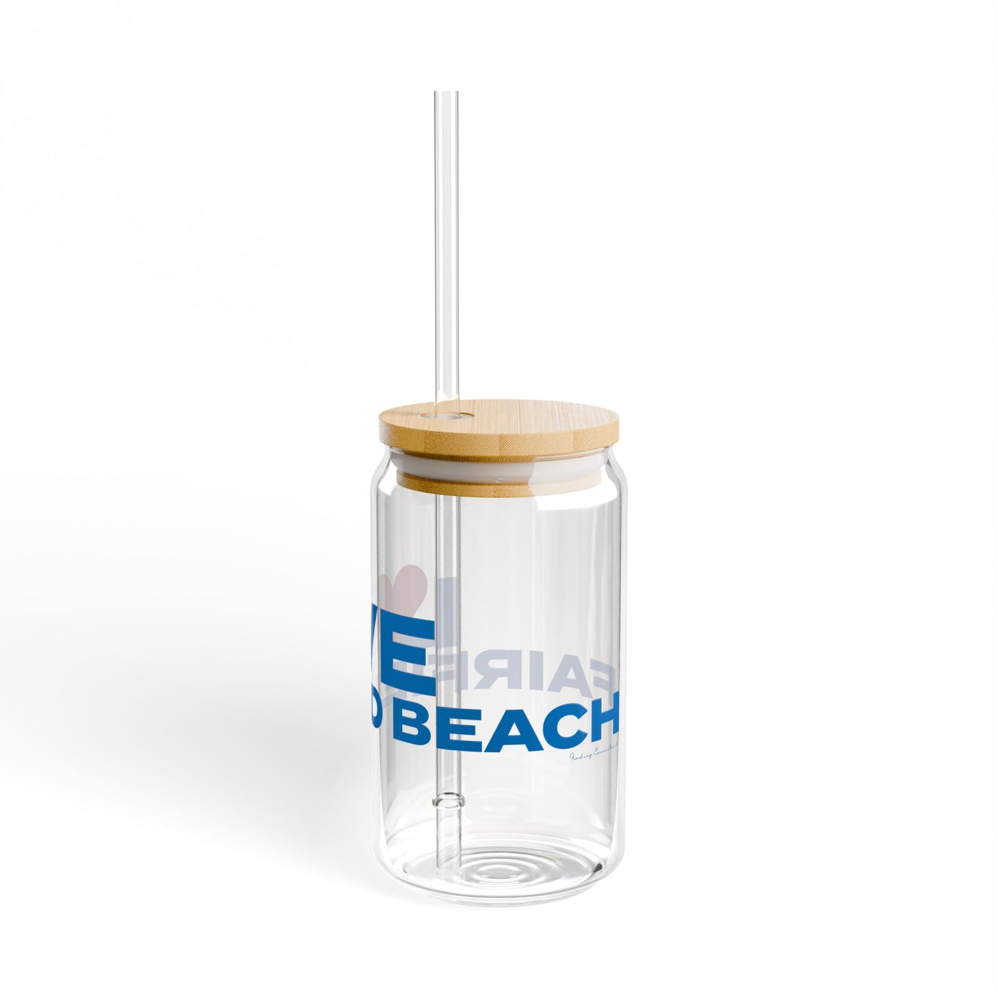 Love Fairfield Beach Glass Can with Straw and Lid, 16oz