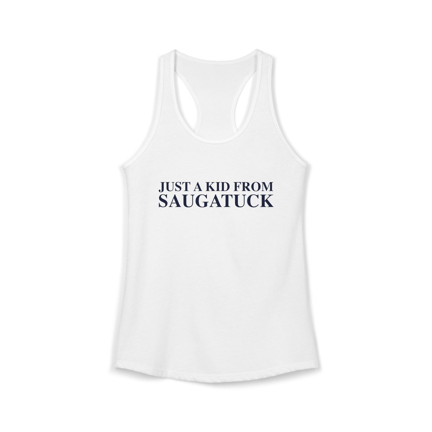 Just a kid from Saugatuck Women's Ideal Racerback Tank Top