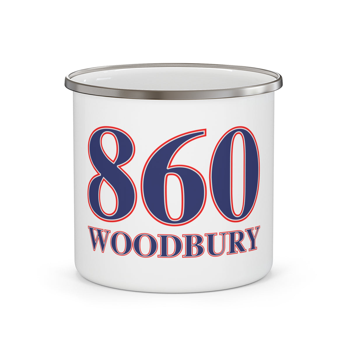 Woodbury Red, White & Blue Enamel Camping Mug