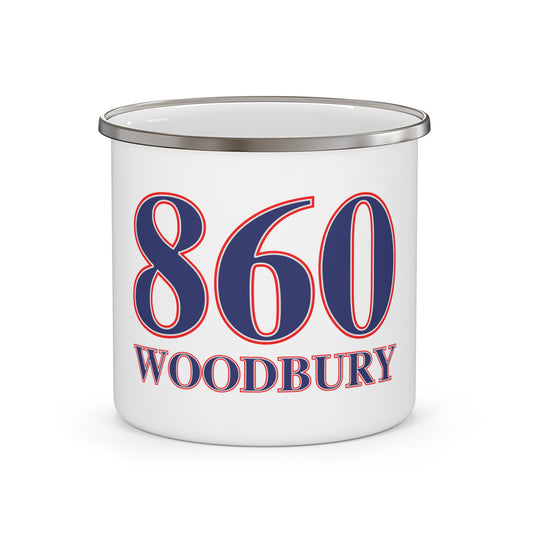 Woodbury Red, White & Blue Enamel Camping Mug
