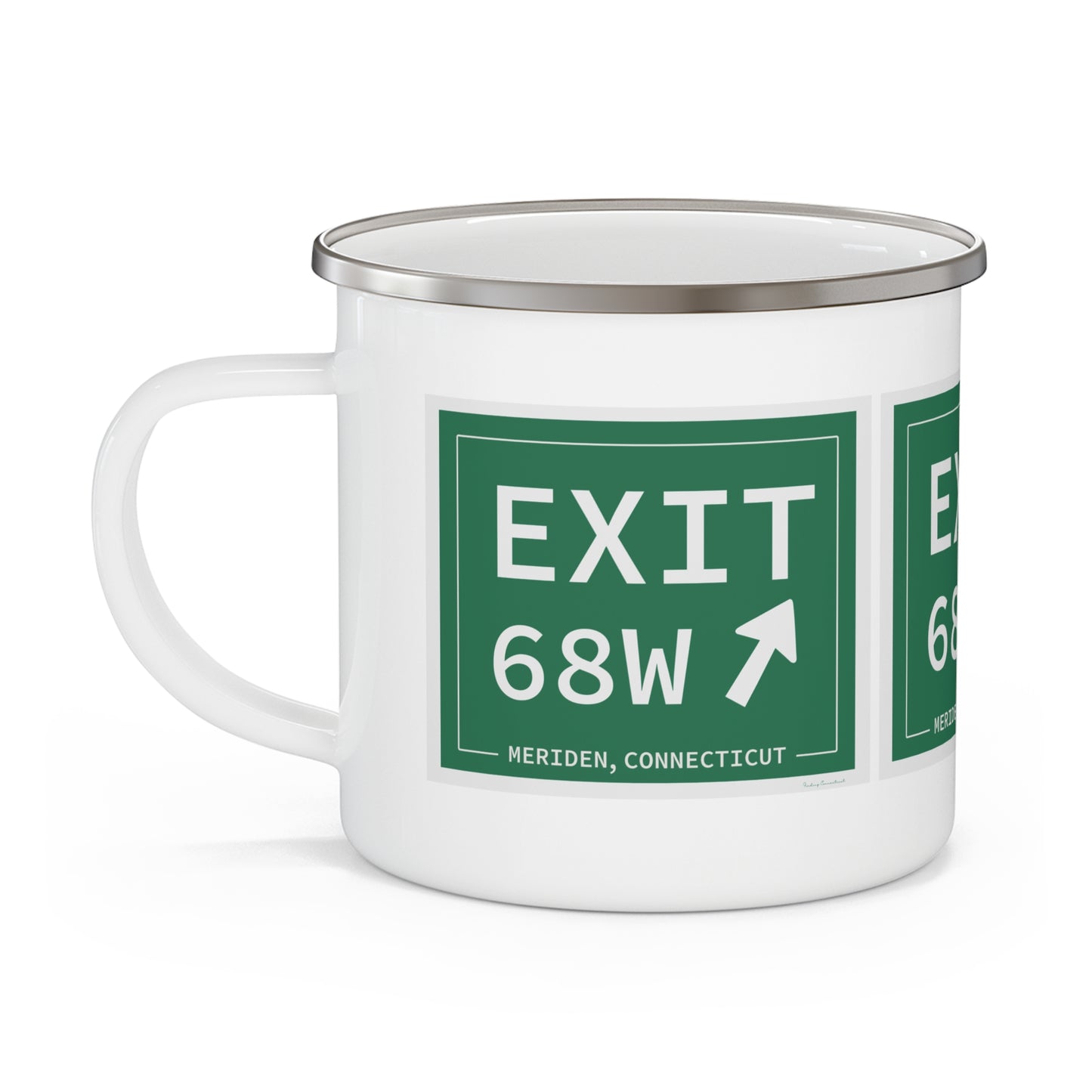 Vintage Exit 68W WCP Sign Enamel Camping Mug