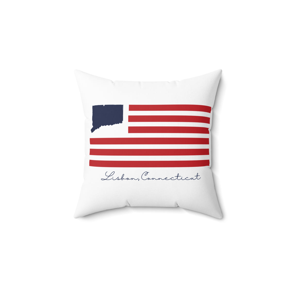 Lisbon Connecticut Flag Spun Polyester Square Pillow