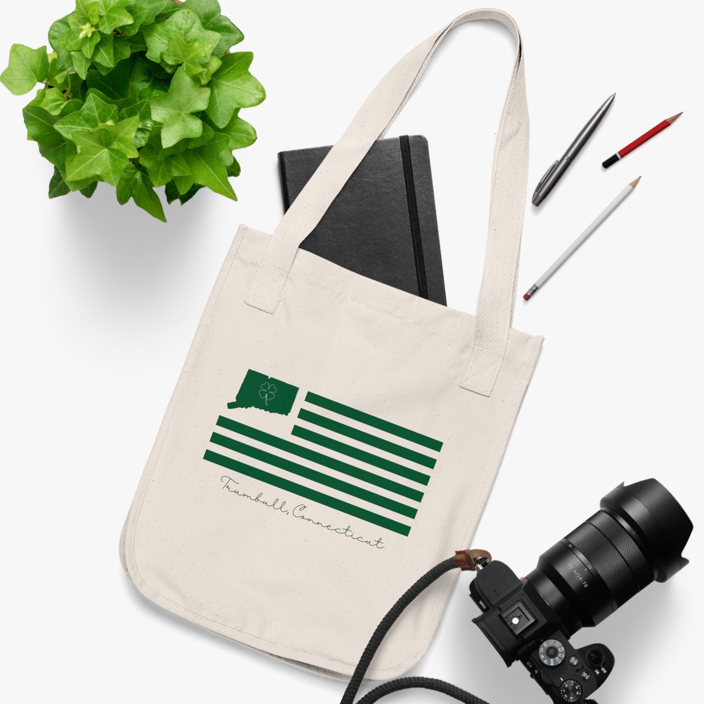 Trumbull Connecticut St Patrick’s Day Flag Organic Canvas Tote Bag