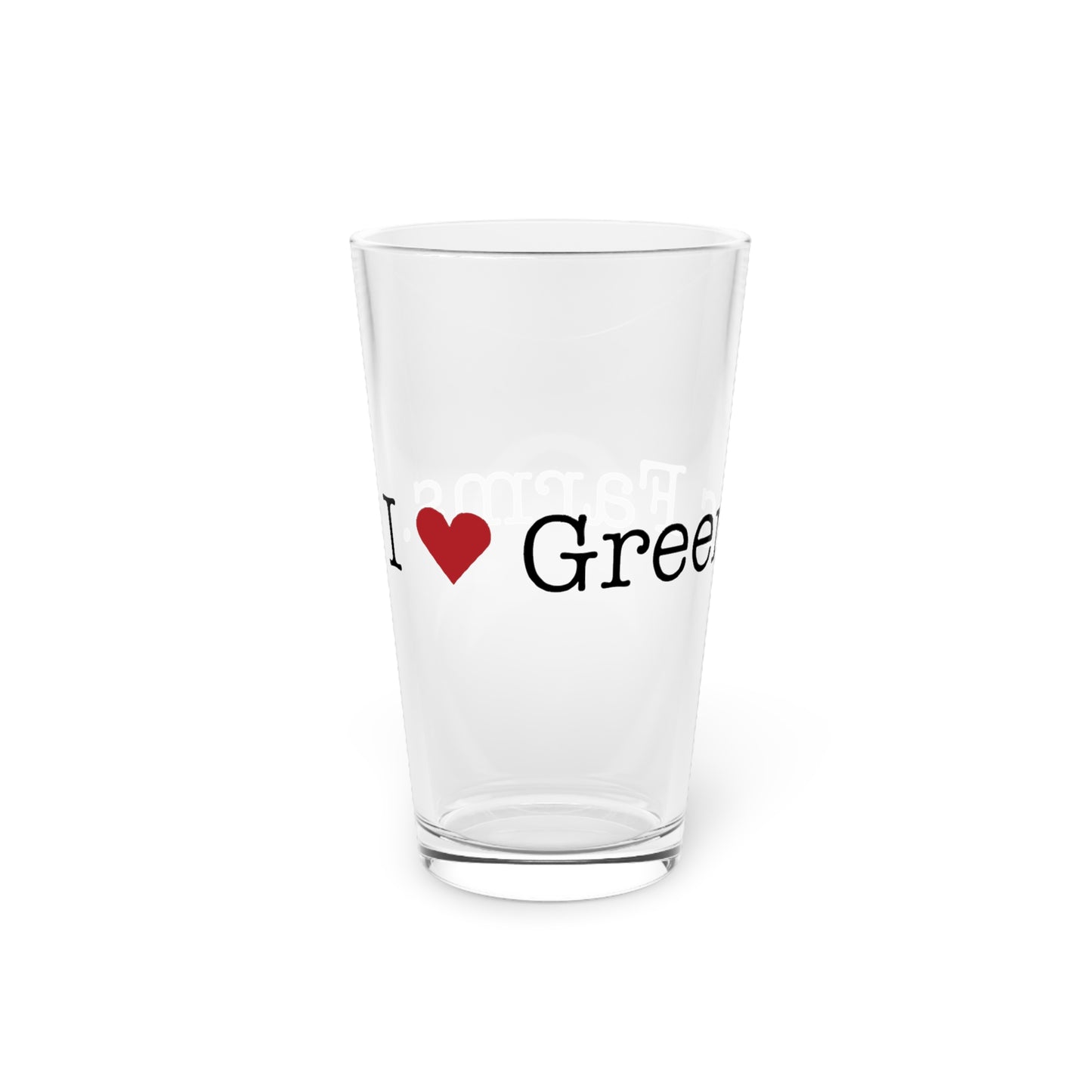I Heart Greens Farms. Pint Glass, 16oz