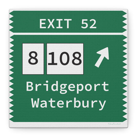 Vintage Merritt Parkway Exit 52 Sign Matte Canvas, Stretched, 1.25"