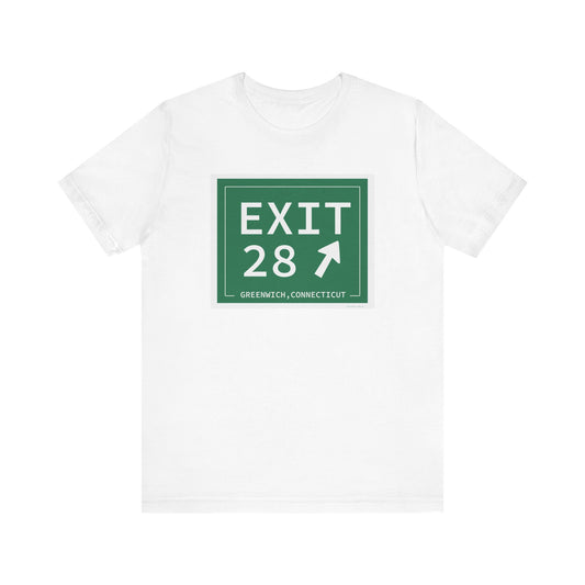 Vintage Exit 28 Merritt Parkway Sign Unisex Jersey Short Sleeve T-Shirt