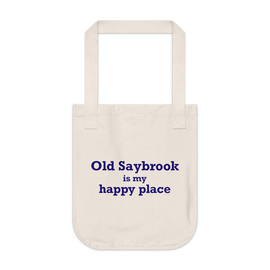 Old Saybrook is My Happy Place Organic Canvas Tote Bag