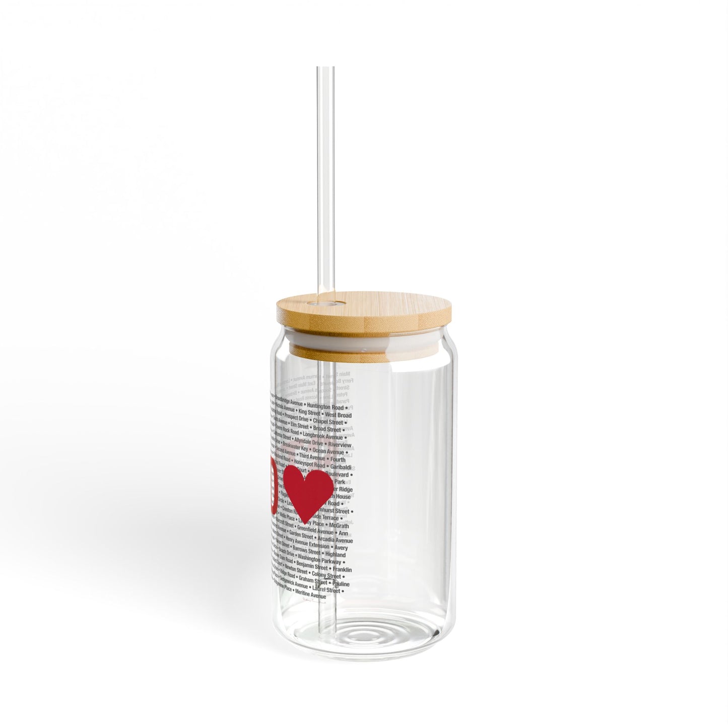 Stratford Love Glass Can with Straw and Lid, 16oz